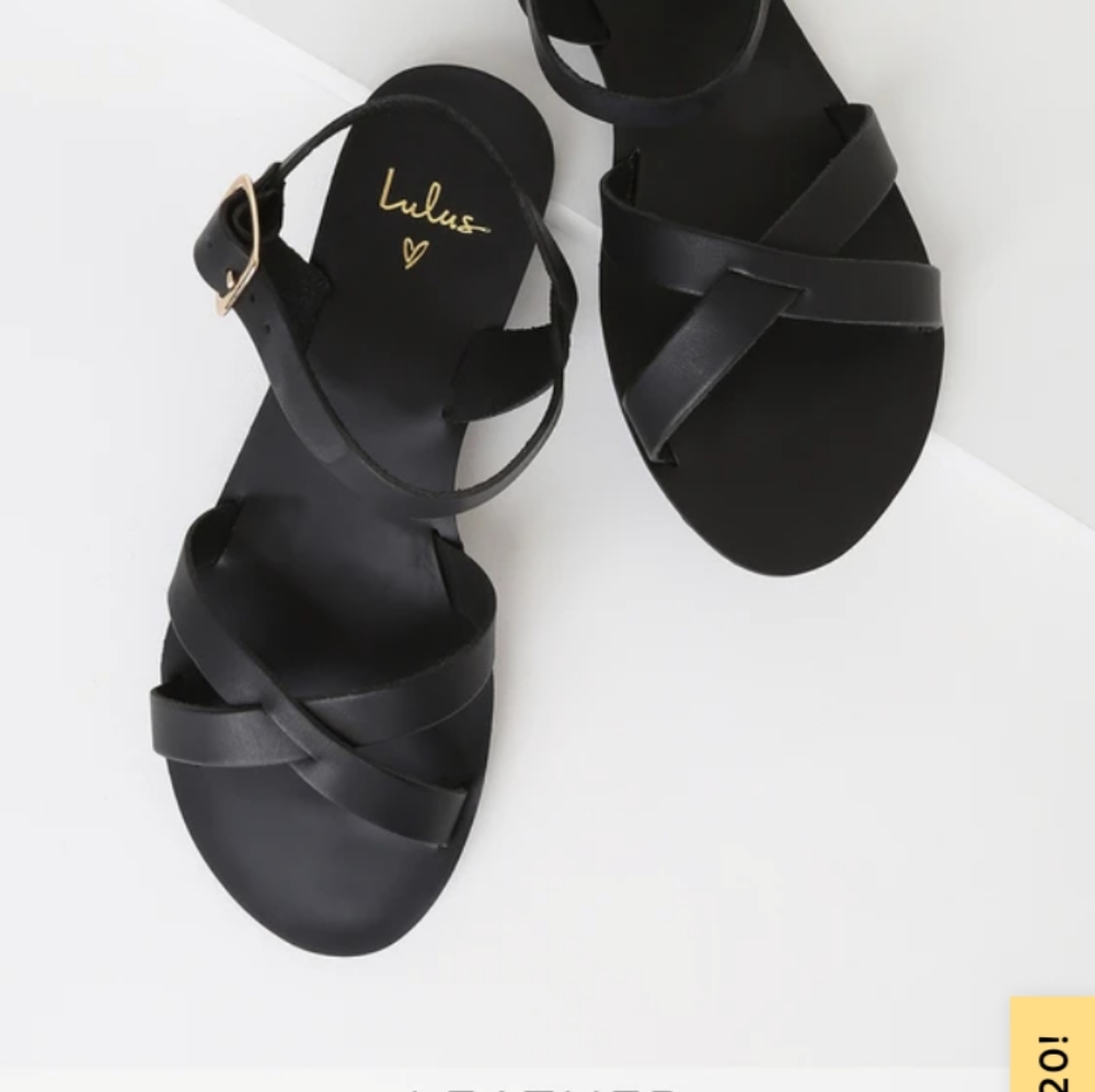 NWOT Lulus Calice Black Vachetta Sandals